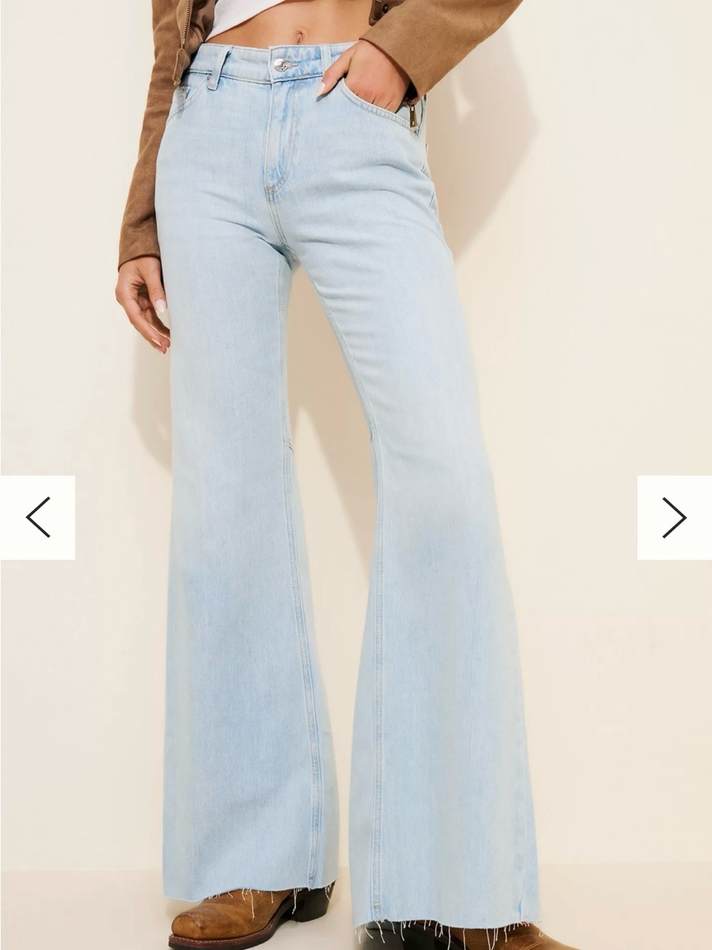 Free People Live Wire Denim Flare Jeans in Light Blue
